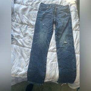 American Eagle Outfitters Distressed Dark Blue Skinny Jeans